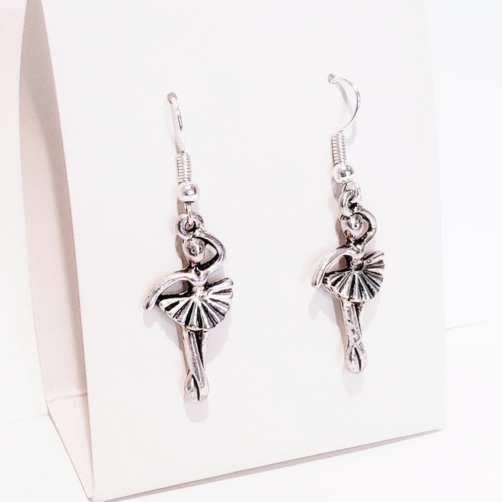 N. Silver Ballerina French Hook Earrings